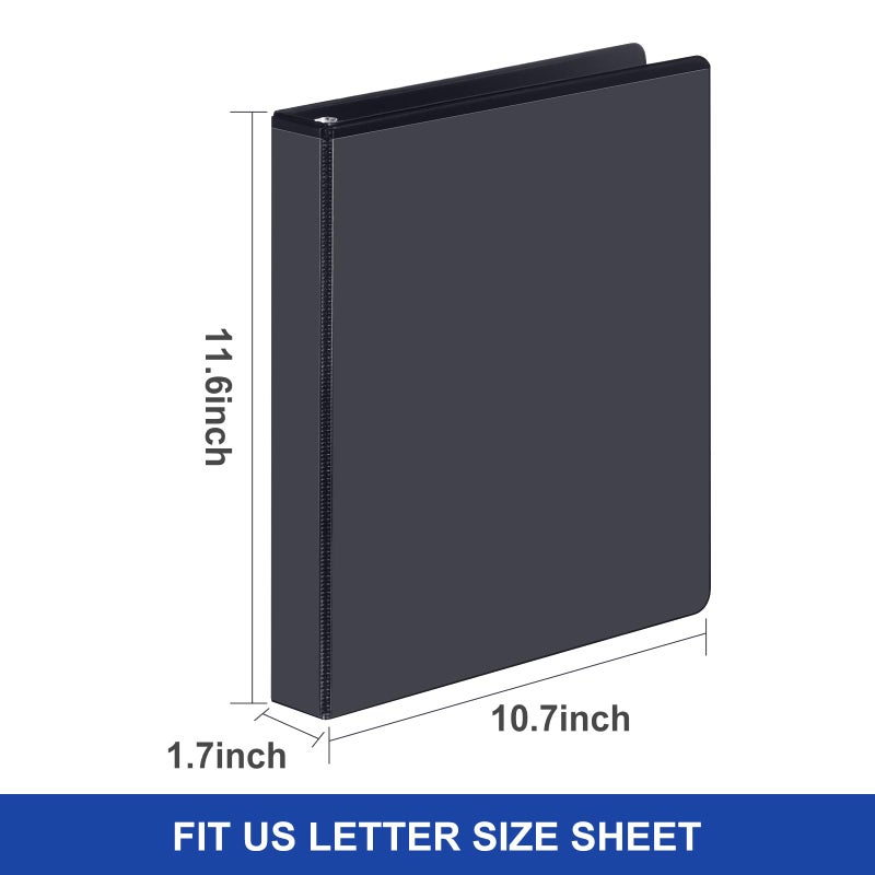 Comix D-Ring Basic View Binder 1 inch 3 Ring Binders, 2.4mm-Thick, Hold 225 Sheets of 8.5" x 11" Paper, 12 Pack (Black) - Image 5
